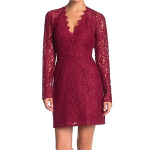 Wayf Say It Out Loud Lace Dress Garnet Red Size L